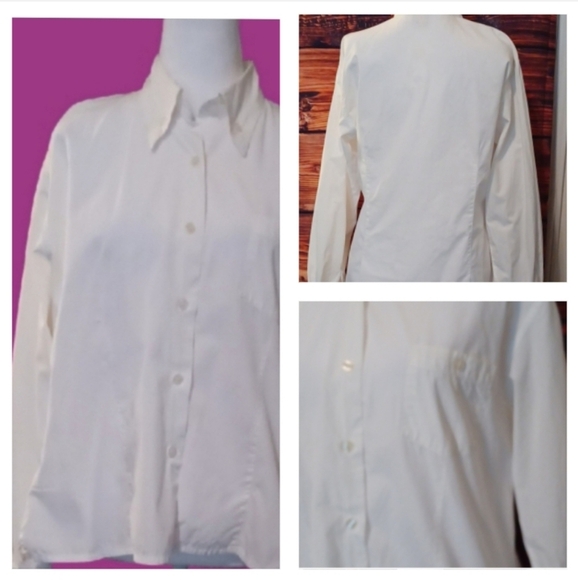 💫Classic White Button-Up Shirt With Pocket - Picture 1 of 10